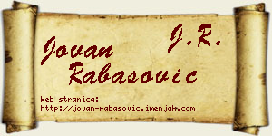 Jovan Rabasović vizit kartica